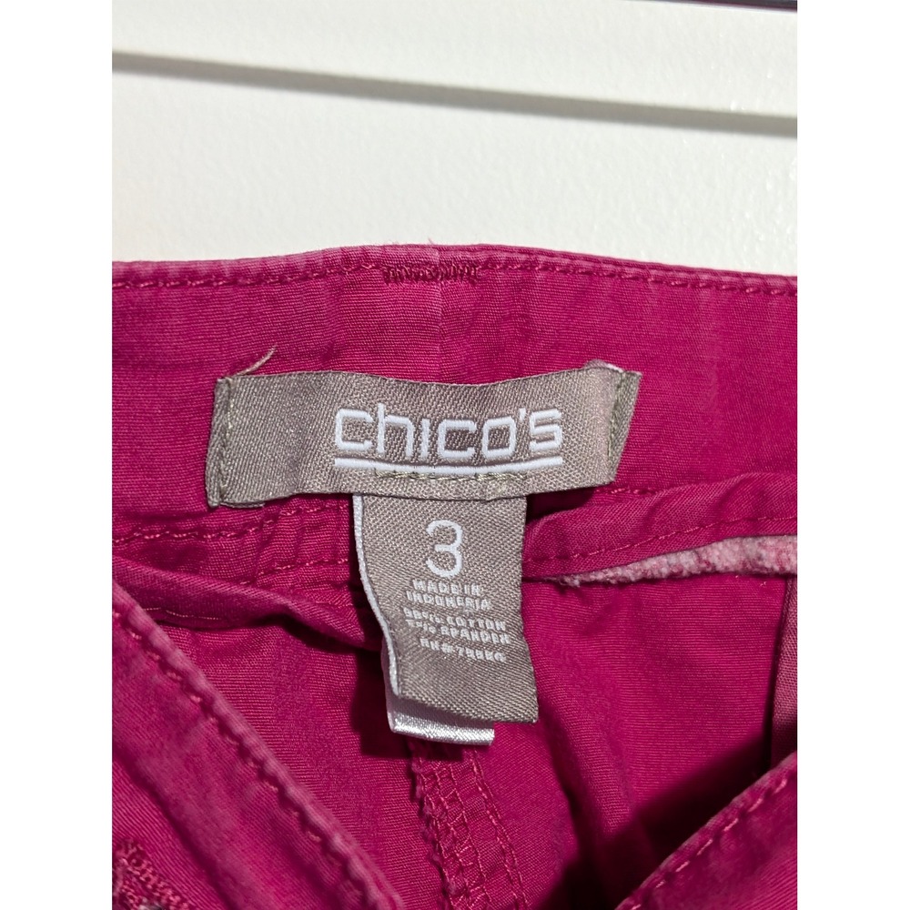 Chico's Bermuda Shorts Women Size 3 (XL 16) Pink Stretch Mid Rise Cotton - Picture 4 of 6
